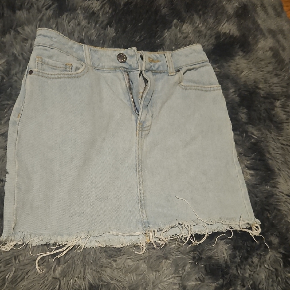 PacSun Denim Pencil Skirt with Frayed Hem